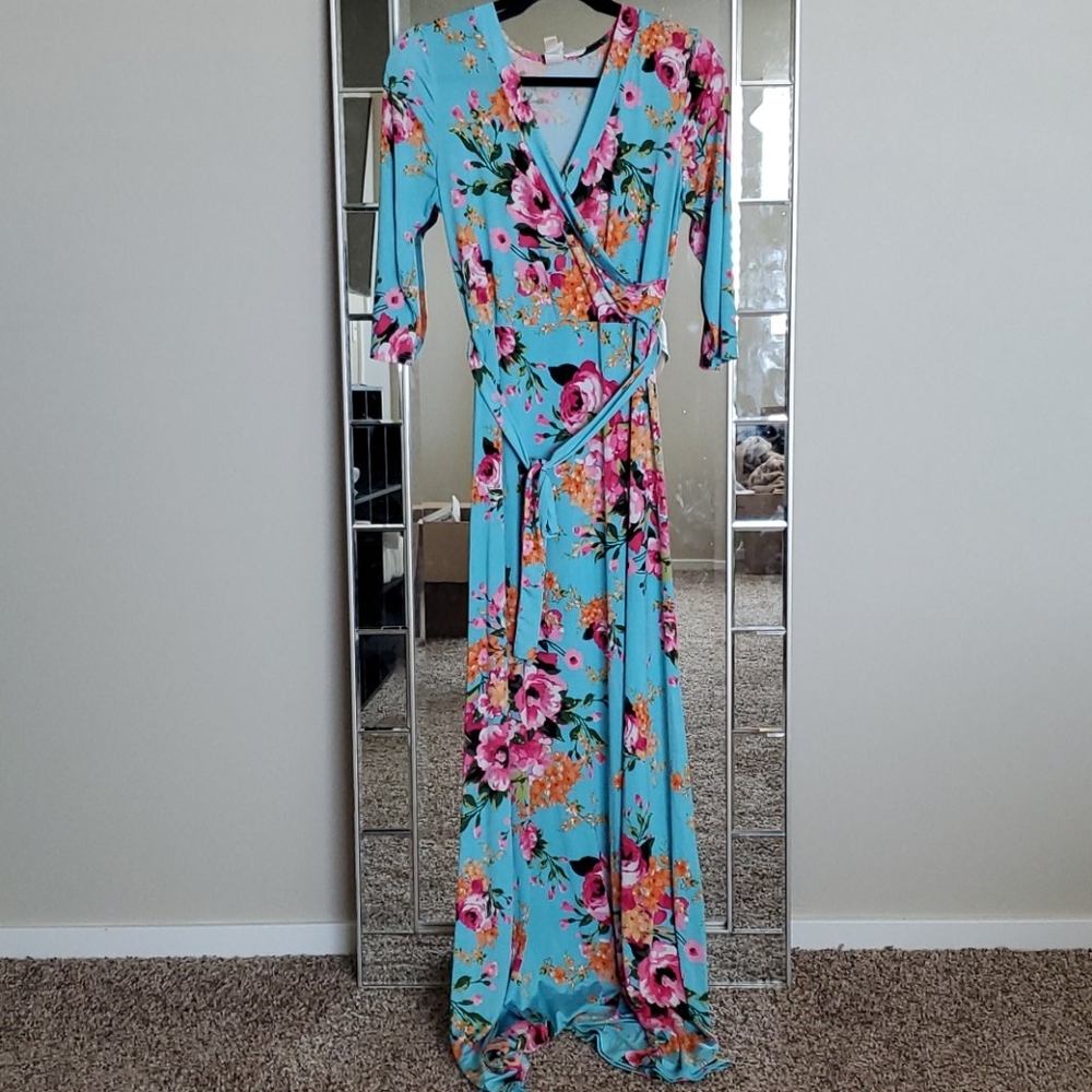 Floral faux wrap dress